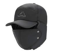 Unisex Warm Winter Trapper Trooper Hat Mens Classic Faux Fur Bomber Hats Russian Hat with Ear Flap and Windproof Cover Snow Ski Outdoor Sport Hat Snowproof Warm Winter Baseball Cap Dark Grey