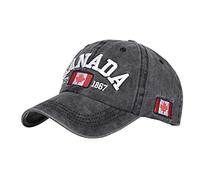 Unisex Washed Denim Canada Flag Print Baseball Trucker Dad Cap Retro Distressed Vintage Summer Sun Visor Hat Beach Cotton Sport Outdoors Street