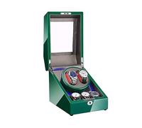 Unisex watch winder Automatic Watch Winder Box with Blue LED Light, Green Piano Paint Exterior, 4 Rotation Modes, Quite Motors