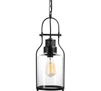 Unisex watch winder Chandelier Chandelier, 1 Light Pendant Light Tradital Style Glass LED Hanging Lamp Ceiling Lights for Indoor Bar Warehouse Hallway in Black Finish