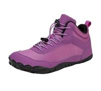 Unisex Waterproof Hiking Boots Fur Lined Walking Trainers, Winter Lace up Trekking Shoes with Non Slip Sole, Lightweight Outdoor Sneakers, Soft Inner Lining, Cushioned Grip Design Purple