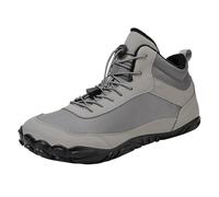 Unisex Waterproof Hiking Boots Fur Lined Walking Trainers, Winter Lace up Trekking Shoes with Non Slip Sole, Lightweight Outdoor Sneakers, Soft Inner Lining, Cushioned Grip Design Grey