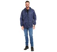 Unisex Waterproof Kagool Raincoat Jacket - Lightweight Hooded Cagoule Windbreaker | Mens Womens Outdoor Festival Mac | Shower Proof Breathable Zip Up Jacket with Pockets Navy Blue 6XL