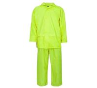 Unisex Waterproof Rain Suit Set - PVC Rain Jacket & Trousers for Men & Women | 2-Piece Lightweight Rainwear | Windproof, Packable Workwear Yellow 4XL