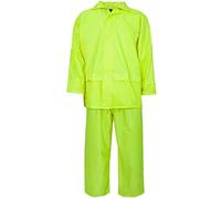 Unisex Waterproof Rain Suits Hi Viz and Plain Style PVC Lightweight Work Hi Visibility Rain Wear 2 Piece Full Suits (Plain Yellow, Medium)