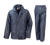 Unisex Waterproof Rain Suits Hi Viz and Plain Style PVC Lightweight Work Hi Visibility Rain Wear 2 Piece Full Suits (Plain Navy, Small)