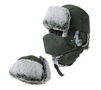 Unisex Waterproof Winter Hats for Men, Faux Fur Trooper Trapper Hat with Ear Flaps Windproof Mask, Warm Fleece Lined Russian Hats for Hunting Ski Snow Skiing Skating Cold Weather Green L/XL