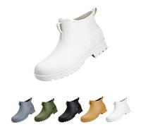 Unisex Wellington Boots, Rain Boots, Waterproof, Rubber Half Boots, Garden Shoes, Rain Boots, Mud Boots, Half Height, Waterproof, Casual Shoes, Ankle Boots, Sizes 35-44, White, 10 UK
