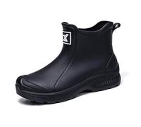 Unisex Wellington Rain Boots Women's Glossy Boot Waterproof High Ankle Mucker Snow Outdoor Festival Wellies Short Booties Easy to Clean Black