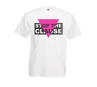 Unisex White 1980's Stop The Clause Gay Rights Protest T-Shirt [XL]