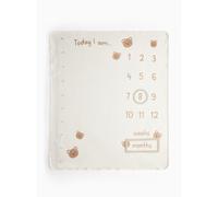 Unisex White Milestone Baby Blanket One Size