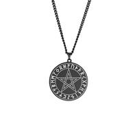 Unisex Wiccan Pentacle Pentagram Pendant Necklace Rune Alphabet Star Amulet Necklaces Stainless Steel Jewelry Gift fashion