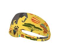Unisex Wide Africa Elephant Print Elastic exercise headband soft breathable Wicking Workout Sweatband