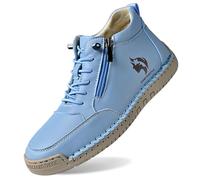 Unisex Wide Barefoot Shoes Ladies Breathable Sneakers with Memory Foam Lightweight Non Slip Tennis Casual Dad Streetwear Sparkly Fit Trainers for Spring Summer Hiking Trekking Blue