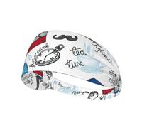 Unisex Wide London Print Elastic exercise headband soft breathable Wicking Workout Sweatband