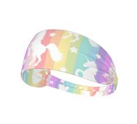 Unisex Wide Unicorns On Colorful Stripes Print Elastic exercise headband soft breathable Wicking Workout Sweatband