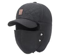 Unisex Winter 3 in 1 Warmer Windproof Baseball Cap, Skiing Hat with Face Mask Ear Flap (UK, Alpha, One Size, Grey)