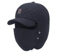 Unisex Winter 3 in 1 Warmer Windproof Baseball Cap, Skiing Hat with Face Mask Ear Flap (UK, Alpha, One Size, Blue)