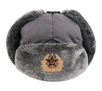 Unisex Winter Bomber Hats, Warm Trapper Hat Ear Flaps with Badge, Authentic Russian Army Ushanka Winter Hat Soviet Soldier, Waterproof