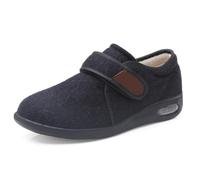 Unisex Winter Diabetic Shoes Adjustable House Slipper Non-Slip Memory Foam Indoor Outdoor Warm Walking Sneakers,Black,11 UK