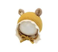 Unisex Winter Hats, Fashionable Cute Ear Hats, Handmade Horns Wool Hats, Knitted Hats, Children, Babies, Street Shots, All with Yellow, Light green, One Size