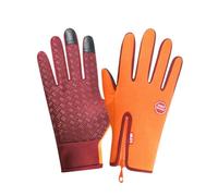 Unisex Winter Ski Gloves with Touchscreen Compatible Operation Windproof Protection Cuddly Fleece Inner Lining Practical Zip Compartment Heat Insulating Technology for Cold (Orange, M)