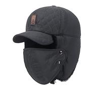Unisex Winter Trapper Hat,Bomber Hat Earflap with Removable Full Face Protective Cover Windproof Warm Ushanka Hats Ski Bomber Hat for Men & Women Grey