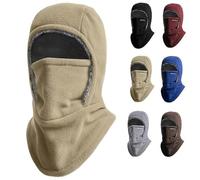 Unisex Winter Warm Neck Mask Ear Protection One Piece Hat, Thermal Fleece Full Face Mask for Outdoor Sports (Khaki)