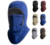 Unisex Winter Warm Neck Mask Ear Protection One Piece Hat, Thermal Fleece Full Face Mask for Outdoor Sports (Blue)
