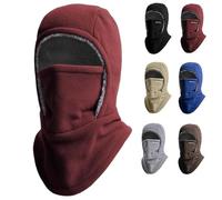 Unisex Winter Warm Neck Mask Ear Protection One Piece Hat, Thermal Fleece Full Face Mask for Outdoor Sports (Red)
