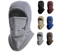 Unisex Winter Warm Neck Mask Ear Protection One Piece Hat, Thermal Fleece Full Face Mask for Outdoor Sports (Grey)