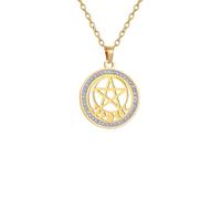 Unisex Witchcraft Moon Phase Pentacle Pentagram Necklace for Women Stainless Steel Clear Zircon Cresent Moon Necklaces Jewelry fashion