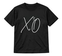 Unisex XO Aesthetic Cotton Tee for Adults - Medium - Jet Black Short Sleeve Crew Neck with Statement Front Graphic - Music Lover R&B Concert Gig Streetwear Top