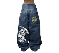 Unisex Y2K Hip-Hop Gothic Jeans Casual Baggy Oversize Streetwear Jeans Dragon Print Letter Printed Denim Jeans Gothic Oversized Pants Streetweear