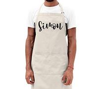 Unisex Your Name Printed Cotton Apron - Personalised Baking Gift For Him or Her - Modern Craft Cooking, Natural, One Size