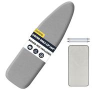 UniSimp Ironing Board Cover and Pad 15"x54" Extra Thick Natural Cotton, Scorch and Stain Resistant Padding, Standard Size Iron Board Cover with Fasteners Heavy Duty Elastic Edge, Heatproof Gray