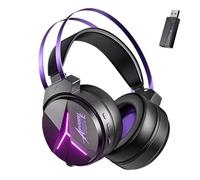 UnisonPet Gaming Headset for Pc,Laptop,Xbox, Ps4, Ps5, Switch,Noise Cancelling Over Ear Headphones with Mic,RGB Light, Soft Memory Earmuffs-Black Purple