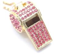 UnisonPet Whistle, Metal Crystal Rhinestone Whistle, Shining Whistle with Chain for Coach Captain Referee Teacher Basketball Training Gift（Pink）