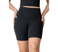 UNISSU Hugcurve No Front Seam High Waisted Workout Biker Shorts for Women 6 Inches Tummy Control Buttery Soft Yoga Pants Gym, Black, M