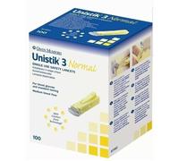 Unistik 3 Normal Single Use Safety Lancets Pack of 100 Brand New
