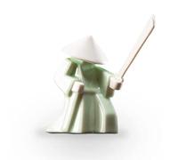 Unistrengh 12.1CM Tall Ceramic Warrior Statues Kungfu Tea Pet Set Collectible Figurine,Small Samurai Knight Sculpture with Sword for Home Office Decoration