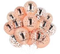 Unisun 1st Birthday Balloons for Her, Decorations for Girl, Rose Gold Anniversary Decor, Party Supplies
