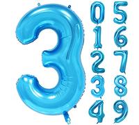 Unisun 40inch Number Balloon, Blue Helium Foil Balloon 0 1 2 3 4 5 6 7 8 9 Big Numbers Balloons, Age Balloons Birthday Party, Romantic Occasions, Wedding, Anniversary Supplies Decoration