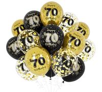 Unisun 70th Birthday Balloons for Men Women, 70th Birthday Decorations for Boy, Black Gold 70 Anniversary Balloons Decor for Birthday Party Supplies