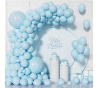 Unisun Blue Balloons-130PCS Baby Blue Balloon Arch Kit for Party Decoration | Pastel Ballon, 5/10/12/18 Inch, Durable Latex, for Boy Birthday, Christening, Baby Shower, Gender Reveal, Wedding Party Decor