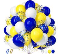 Unisun Blue Yellow Balloons, 50Pcs 12Inch White Yellow Dark Blue Gold Confetti Balloon Men Boys Kids Birthday Wedding Anniversary Engagement Baby Bridal Shower Graduation Valentine Bachelor Party Deco