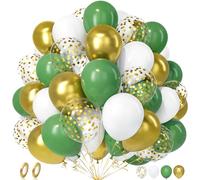 Unisun Green Gold Balloons, 50Pcs 12Inch Retro Sage Olive Avocado Green White Metallic Gold Confetti Balloon Girl Women Baby Shower Birthday Wedding Anniversary Engagement Graduation Party Supplies