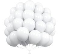 Unisun Matte White Balloons - 50pcs, 12 Inch, Latex Balloons for Boys & Girls Birthday, Wedding, Party Decorations