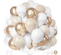 Unisun Nude White Beige Balloons, 50Pcs 12 Inch Cream Beige White Balloons Champagne Gold Party Deco Sand White Beige Transparent Engagement Balloons Girl Women Birthday Boho Wedding Anniversary