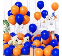 Unisun Orange and Blue Balloons, 60Pcs 12 Inch Matte Dark Blue Orange Balloon Arch for Boys Men Bridal Baby Shower Engagement Anniversary Wedding Graduation Retirement Birthday Bachelor Party Supplies